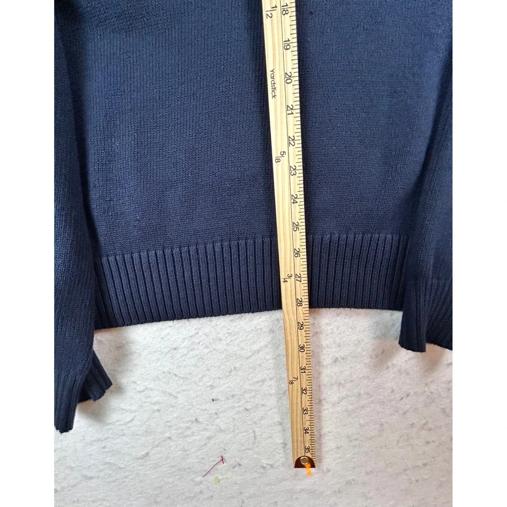 Polo Ralph Lauren Mens XL Navy Blue Cotton Mock Neck Button Sweater Red Pony